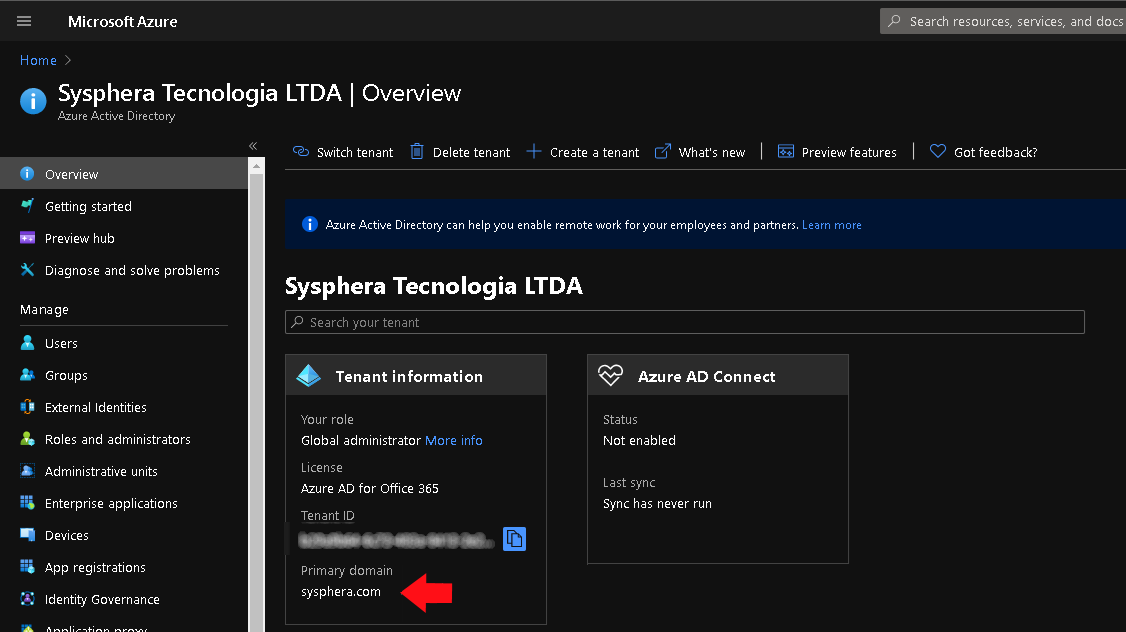 Figure 1 Overview Screen, highlighting Domain