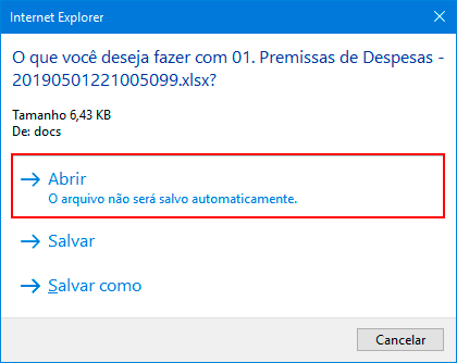 Figure 32 Open Option
