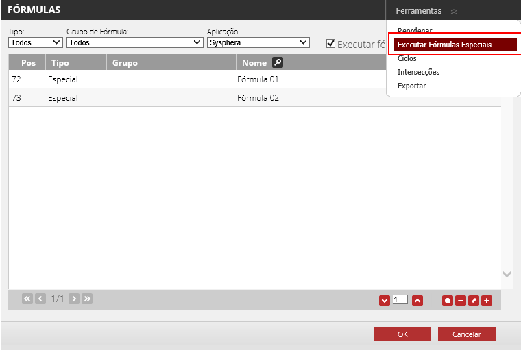 Figure 19 Execute special formulas option