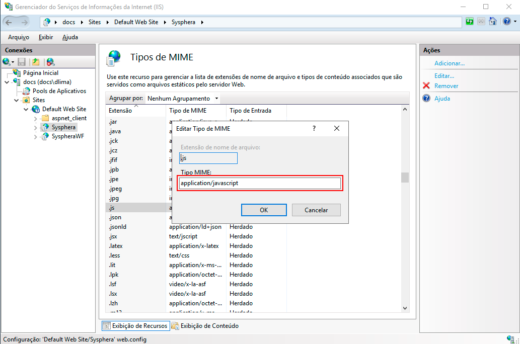 Figure 22 Edit MIME Type