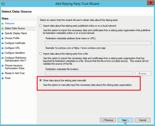 Figure 8: Select the Data Source Screen