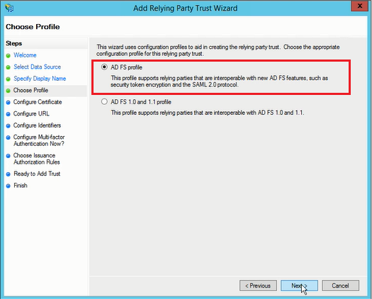 Figure 10: Choose Profile Screen