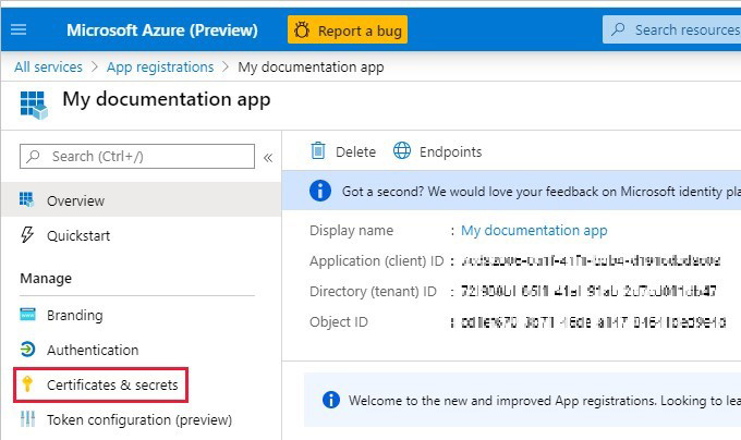 Figure 2: Certificates and Security Keys Screen