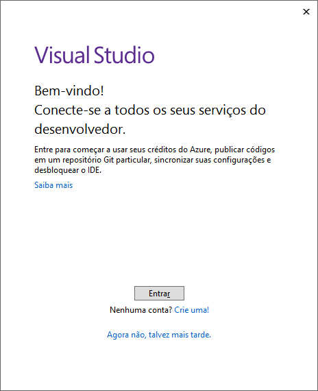 Figure 6 Visual Studio Welcome Screen