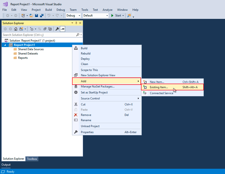 Figure 39 Solution Explorer Add Option