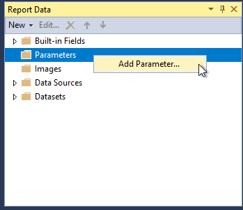 Figure 67 Adding a Parameter to the Report