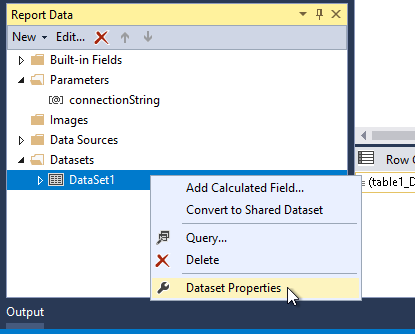 Figure 69 Dataset Properties Option