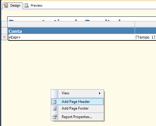 Figure 109 Adding a page header