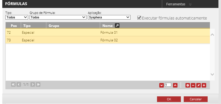 Figura 5 Lista de fórmulas