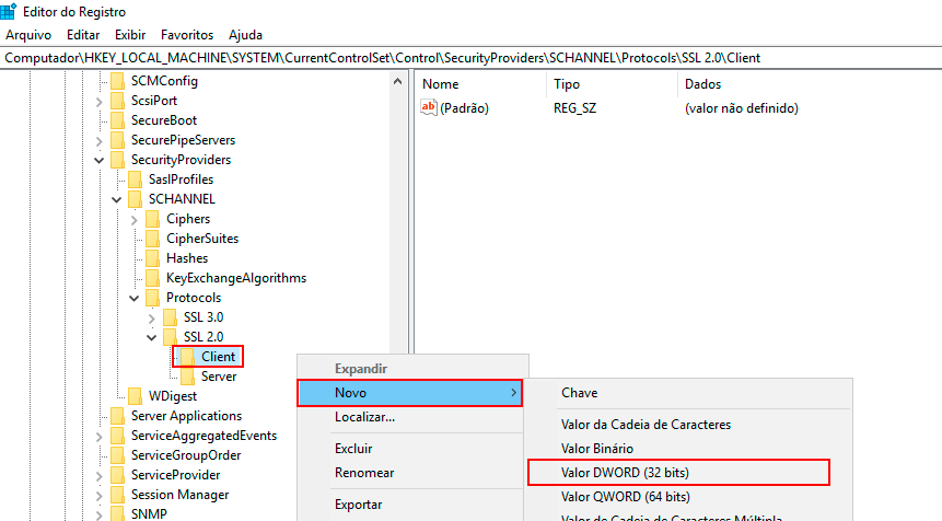 Figura 44 Cria Valor DisabledByDefault