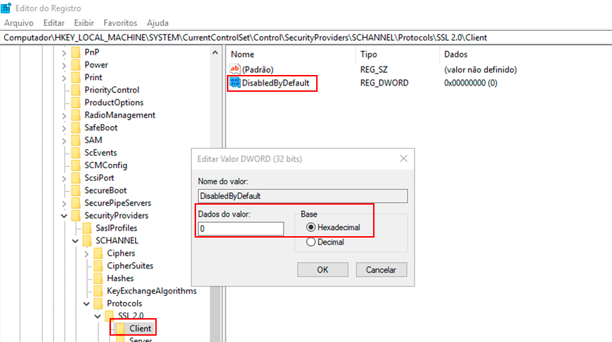 Figura 45 Dados do Valor DisabledByDefault
