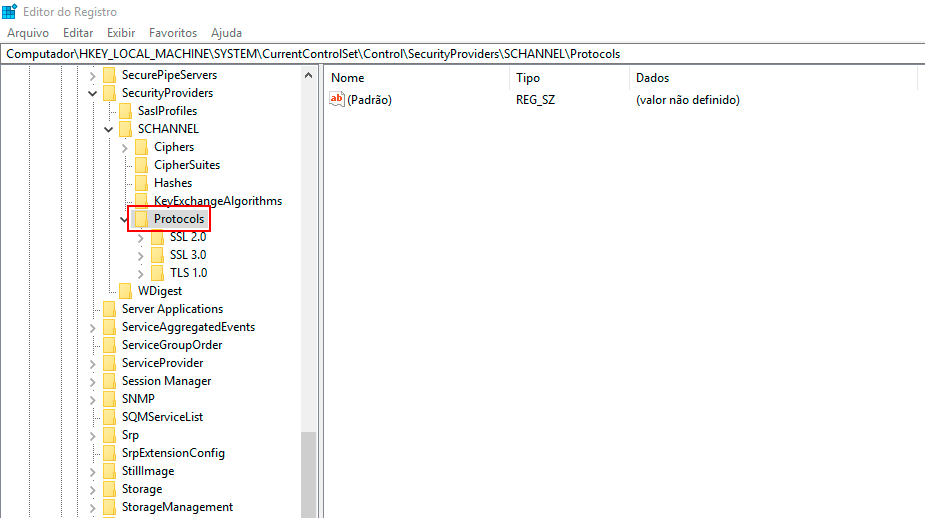 Figura 67 Chave Protocols