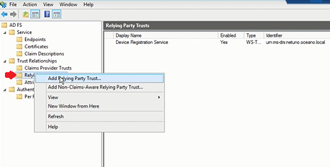 Figura 6: Agregando una Relying Party Trust