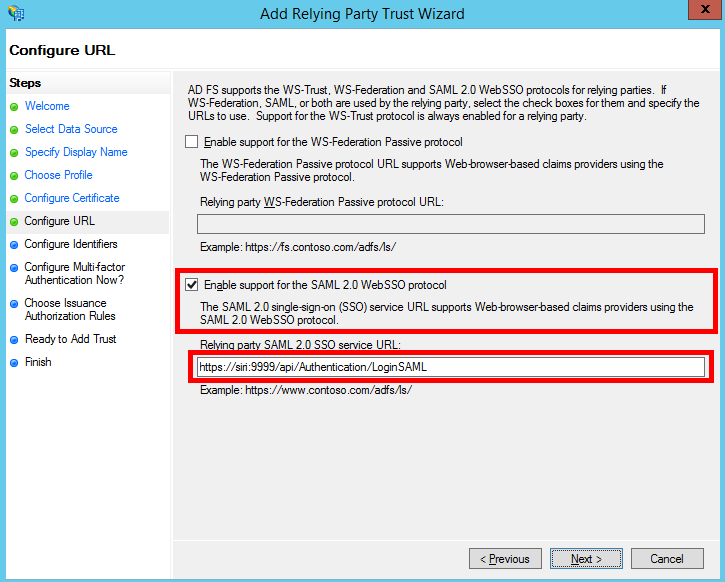 Figura 12: Pantalla Configurar URL