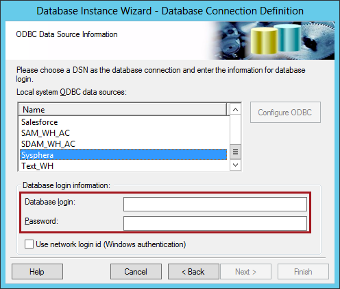 Figura 22: Seleccionar base de datos T6 Planning