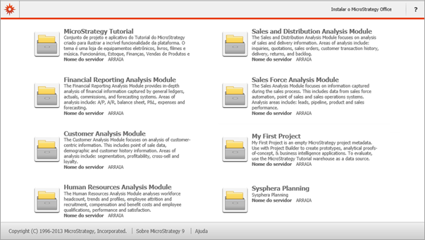 Figura 106: Lista de Proyectos de MicroStrategy