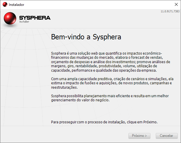 Figura 9 Pantalla de bienvenida del instalador de T6 Planning