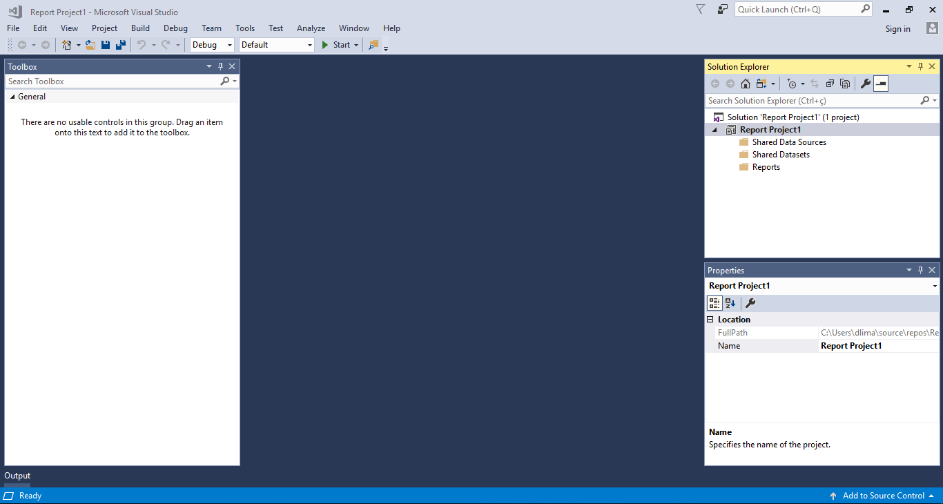 Figura 35 Pantalla del Proyecto Report Server