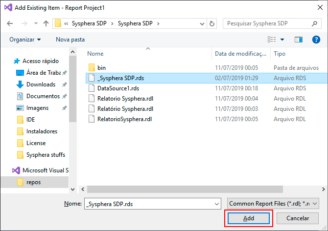 Figura 40 Pantalla Add Existing Item