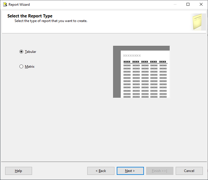 Figura 65 Tela Select the Report Type