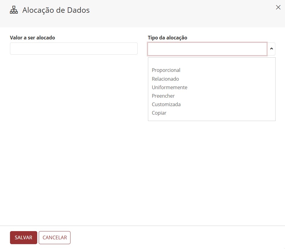 página de alocação