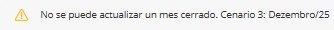 Mensaje informando sobre meses cerrados