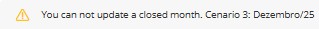 Message warning about closed months