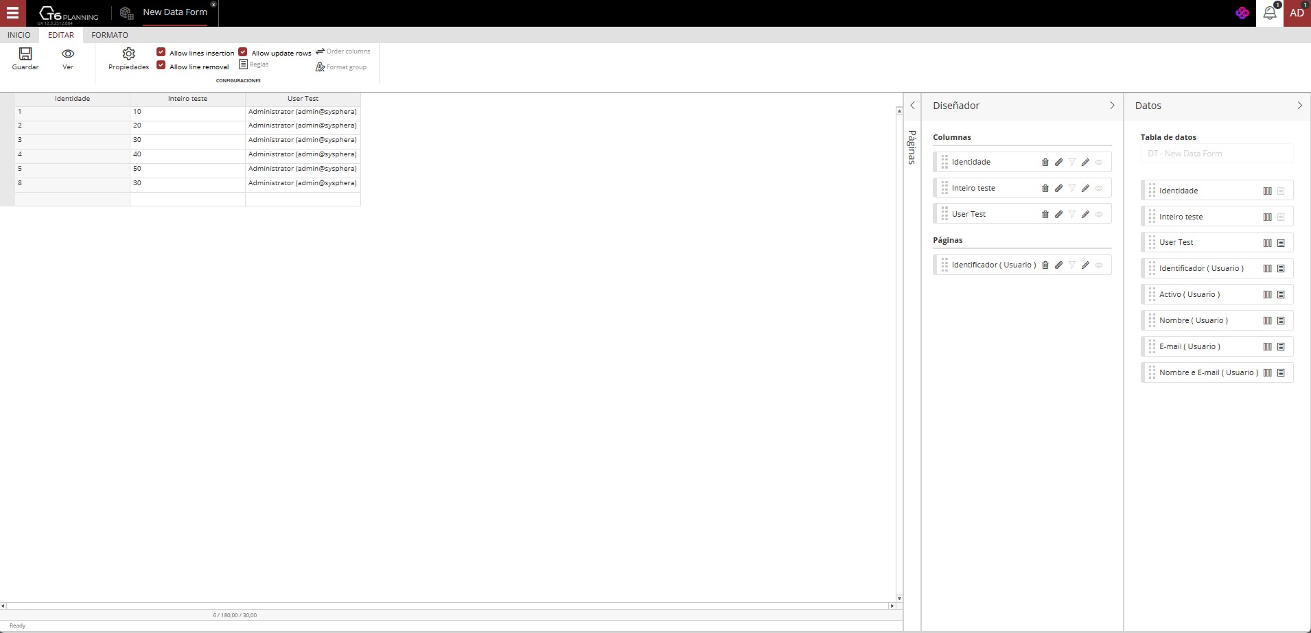página de asignación proporcional