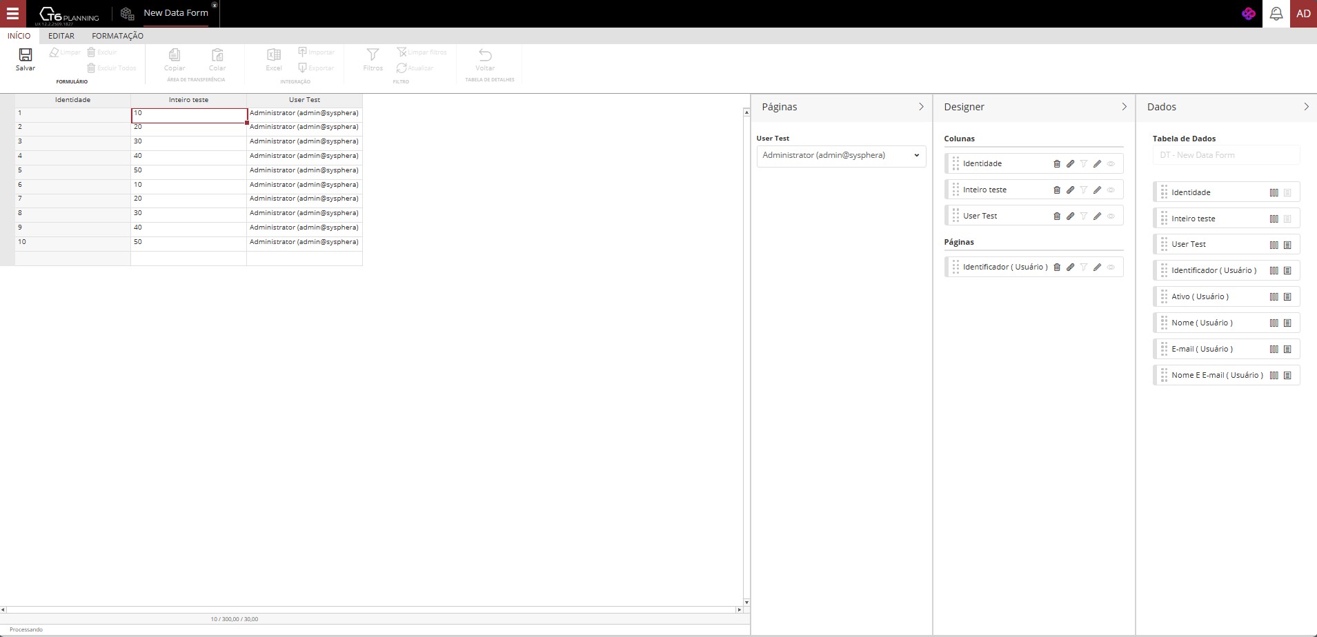 página de alocação proporcional