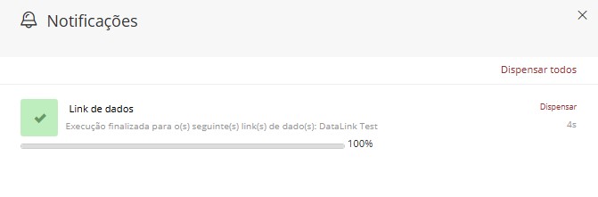 Notificação de execução do Data Link