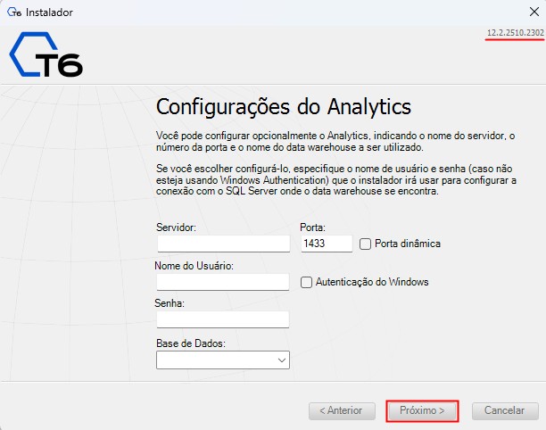 Configurações do T6 Analytics
