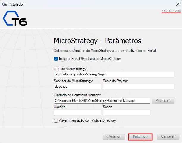 Parâmetros do MicroStrategy