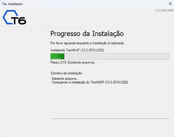 Progresso da instalação