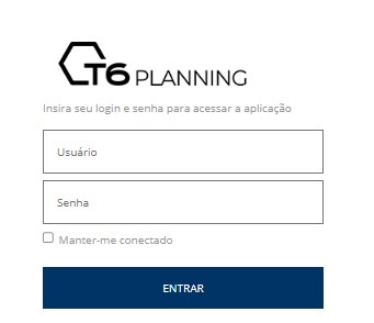 Tela de Login do T6 Enterprise