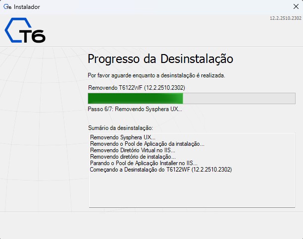 Progresso Desinstalação