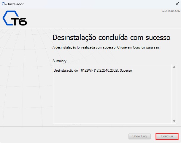Conclusão Desinstalação
