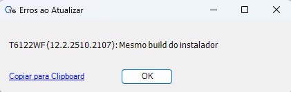 Erro de Versão igual ao Instalador