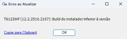 Erro de Versão inferior ao Instalador