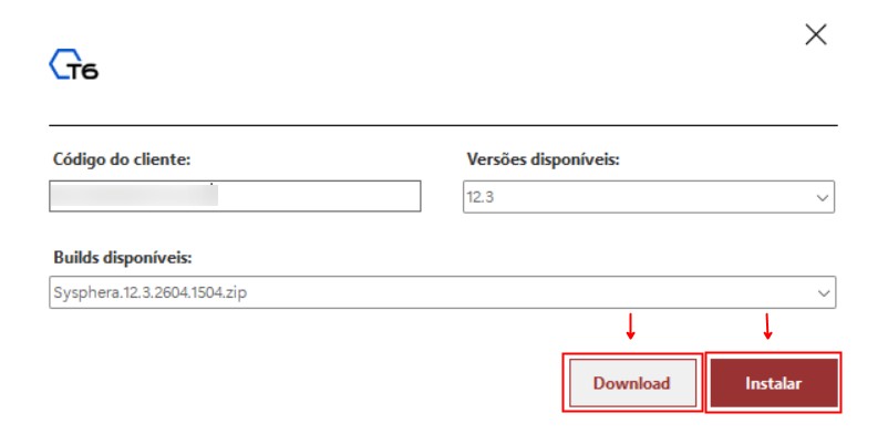 Botões Download e Instalar