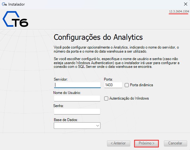 Configurações do T6 Analytics