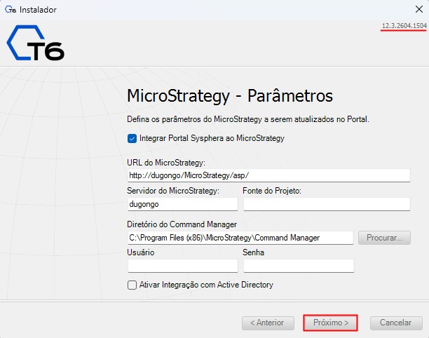 Parâmetros do MicroStrategy