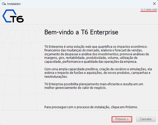 Tela Inicial do Instalador