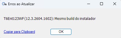 Erro de Versão igual ao Instalador