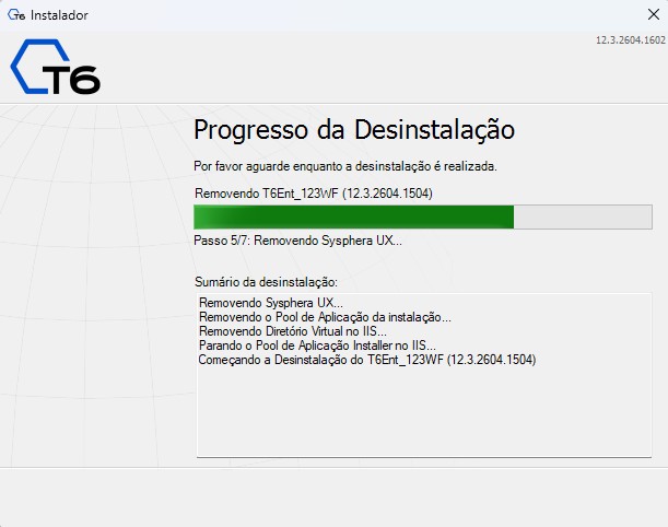 Progresso Desinstalação