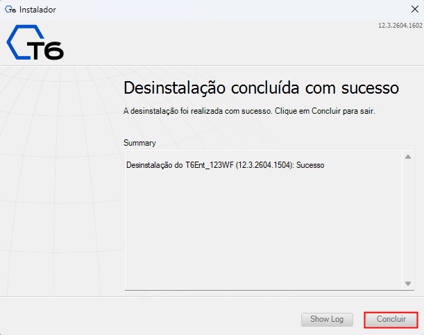 Conclusão Desinstalação