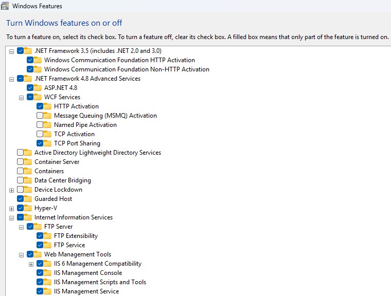 Windows Features