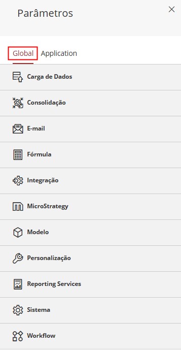 Lista de Parâmetros Globais