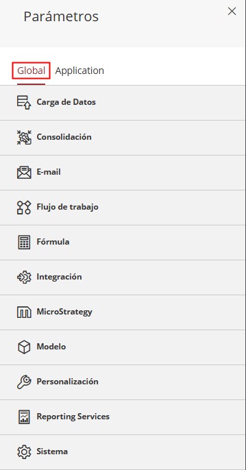 Lista de Parámetros Globales