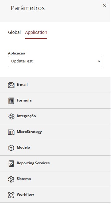 Lista de Parâmetros de Aplicação