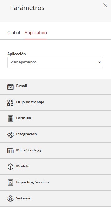 Lista de Parámetros de Aplicación